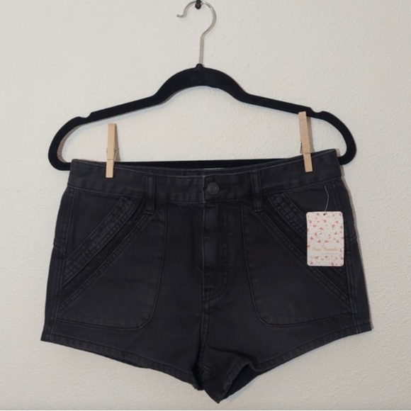 Free People High Waist Denim Black Shorts NWT - Picture 3 of 8